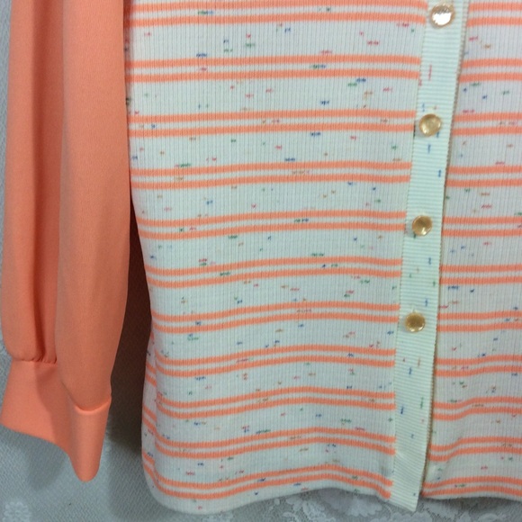 Vintage Orange Cream Blouse Vest Set L - Picture 2 of 8